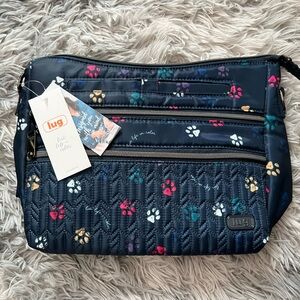 Lug Purse (Navy blue paw print patter)
